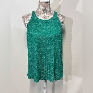 ADRIANNA PAPELL Kelly green sleeveless pleated top size‎ S.